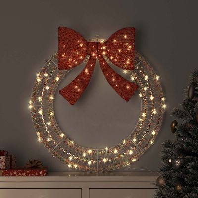 vidaXL Veniec Teplá biela 91 x 91 x 9 cm PET 80 LED
