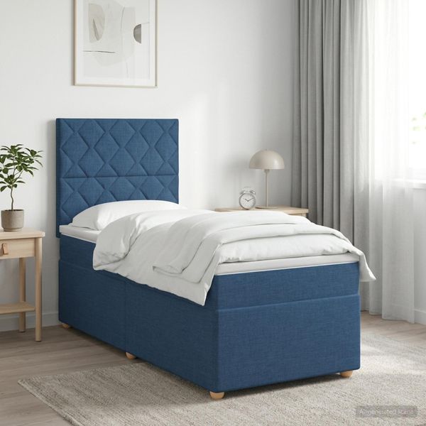 vidaXL Posteľ boxspring s matracom Modrá 100 x 200 cm Látka