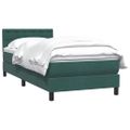 vidaXL Posteľný rám boxsping s matracom tmavozelený 100x210 cm zamat