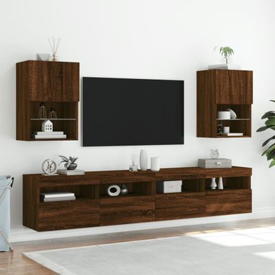 vidaXL TV skrinky s LED svetlami 2 ks hnedý dub 40,5x30x60 cm