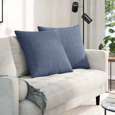 vidaXL Vankúše na pohovku 2 pcs Modrá 80 x 80 cm Kordúrová tkanina