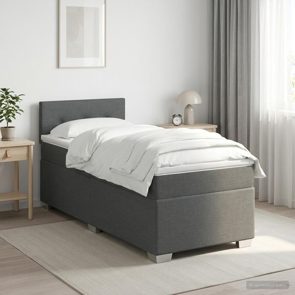 vidaXL Posteľ boxspring s matracom Tmavosivá 90 x 190 cm Látka