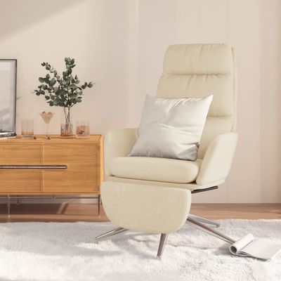 vidaXL Relaxačné kreslo s podnožkou krémové látka