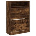 vidaXL Botník s 2 výklopnými zásuvkami dymový dub 80x34x116 cm