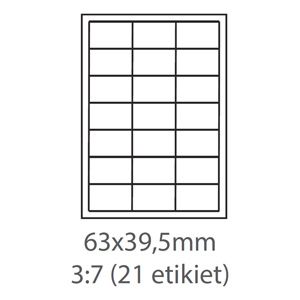 etikety Samolepiace 63x39,5 univerzálne biele 21ks/A4 (100 listov A4/bal.)