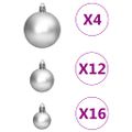 vidaXL 111-dielna sada vianočných ozdôb strieborná polystyrén