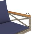 vidaXL Hojdacia lavica s vankúšmi sivá 109x62x40 cm polyratan