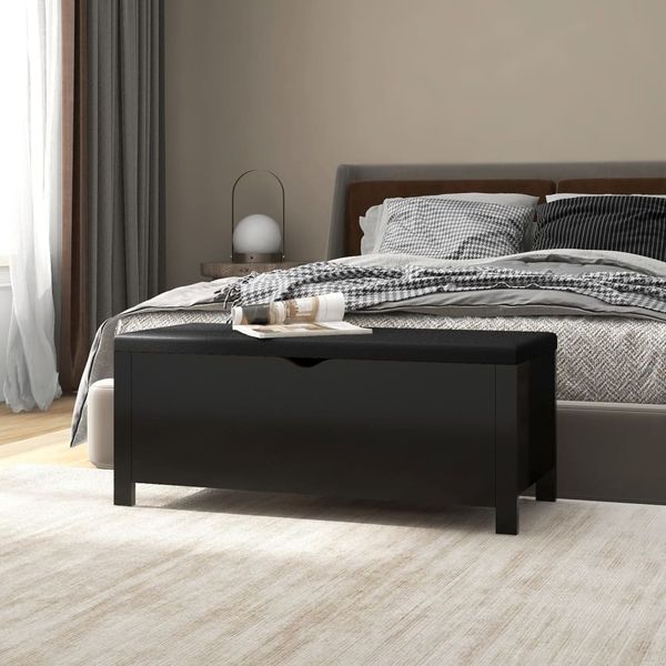 vidaXL Úložný box+podložka, čierny 105x40x45 cm, kompozitné drevo