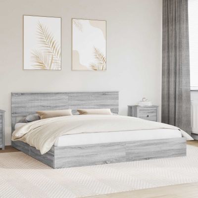 vidaXL Úložná posteľ Sivý Sonoma 200 x 200 cm Kompozitné drevo