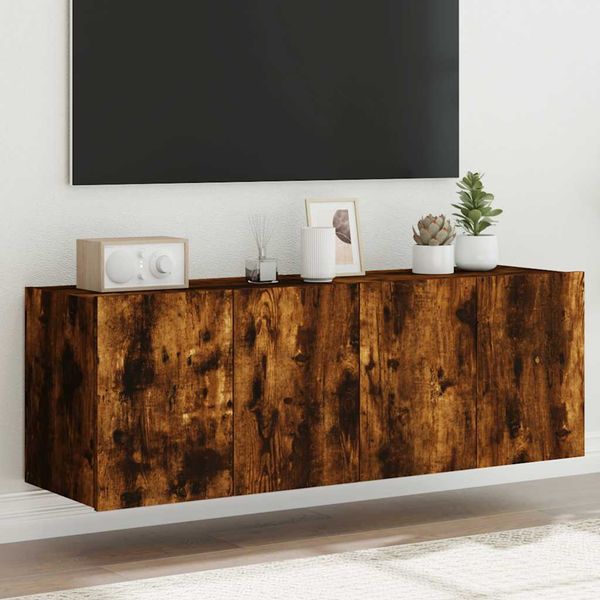 vidaXL TV nástenné skrinky s LED svetlami 2 ks dymový dub 60x35x41 cm