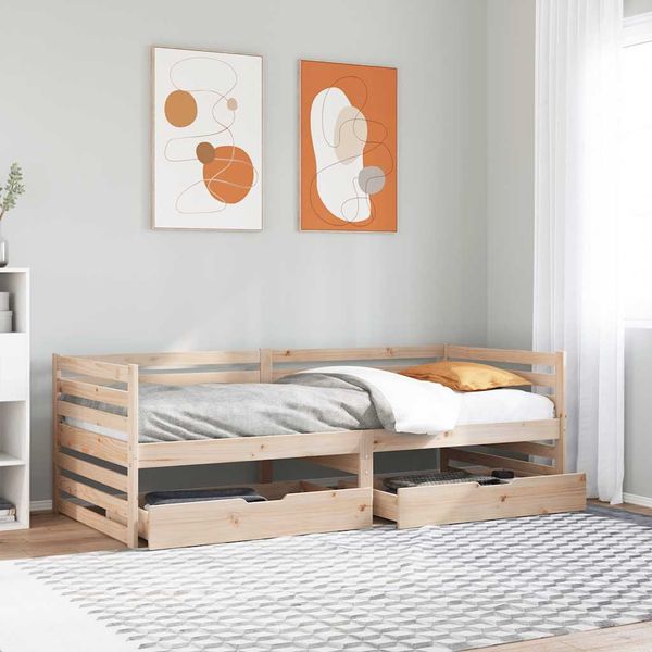 vidaXL Denná posteľ so zásuvkami 90x200 cm masívna borovica