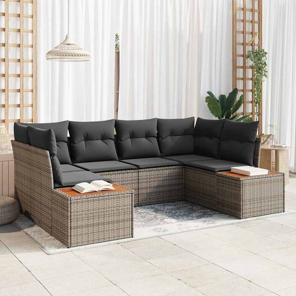 vidaXL Súprava záhradných pohoviek s vankúšom 6 pcs Sivá polyratan
