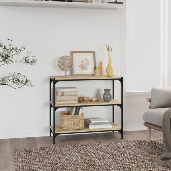 vidaXL Knižnica dub sonoma 80x33x70,5 cm spracované drevo a oceľ