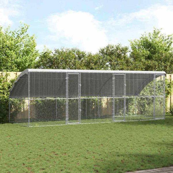 vidaXL Klietka pre sliepky 3 pcs Strieborná 600 x 200 x 200 cm