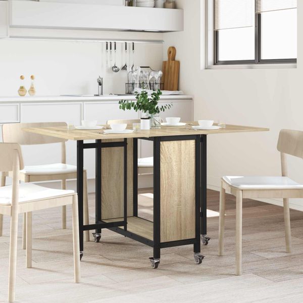 vidaXL Skladací jedálenský stôl s kolieskami 130 x 80 x 76,5 cm