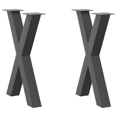 vidaXL Nohy k jedálenskému stolu v tvare X, 2 ks, antracitové, 50 x (72-73) cm, oceľ