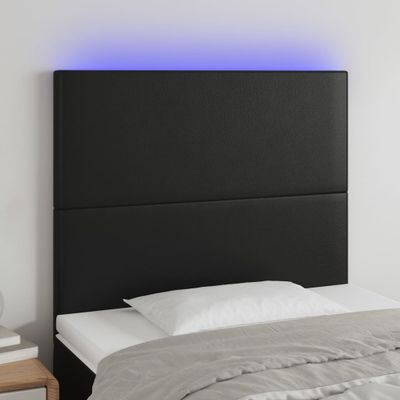 vidaXL Čelo postele s LED čierne 80x5x118/128 cm umelá koža