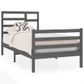 vidaXL Posteľný rám, sivý drevený masív 75x190 cm malé jednolôžko
