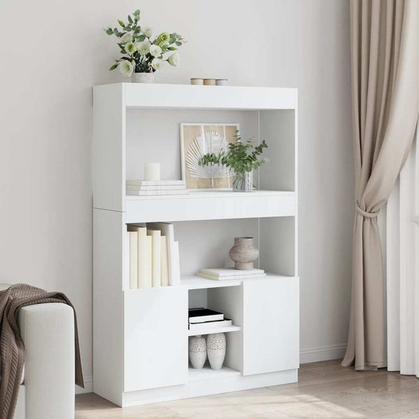 vidaXL Vysoká skrinka biela 92x33x140 cm kompozitné drevo