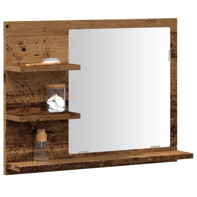 vidaXL Kúpeľňová zrkadlová skrinka staré drevo 60x10,5x45 cm