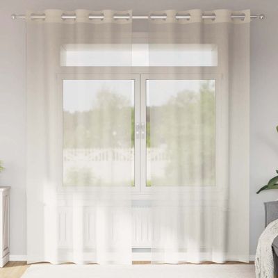 vidaXL voálové závesy s priechodkami 2 ks krémové 140x225 cm