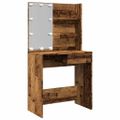 vidaXL toaletný stolík s LED Old Wood 74,5x40x141 cm