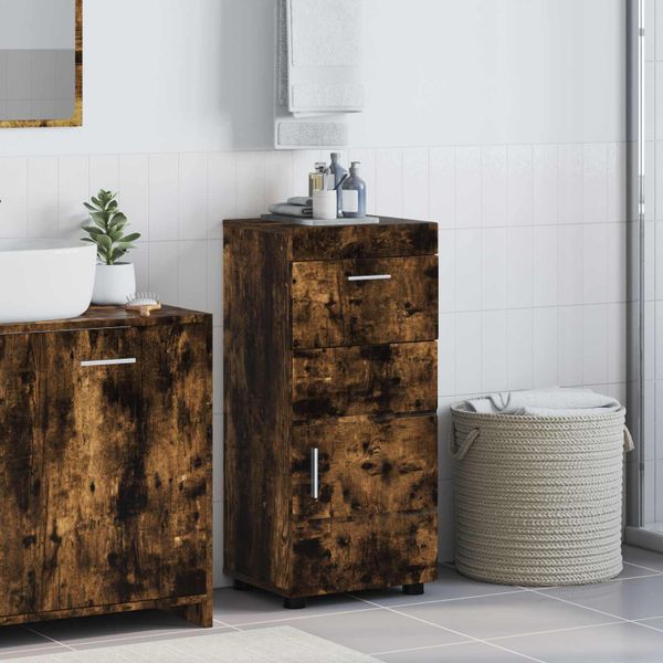 vidaXL Set kabinetov do kúpeľne TULUM Dymová dub 37 x 31,5 x 82 cm