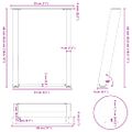 vidaXL Nohy konferenčného stolíka v tvare U, 2 ks, prírodná oceľ, 28 x (42-43) cm, oceľ