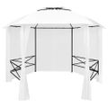 vidaXL Záhradný prístrešok so závesmi 360x312x265 cm, biely 180 g/m²