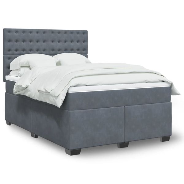 vidaXL Posteľný rám boxspring s matracom tmavosivý 140x200 cm zamat