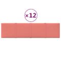 vidaXL Nástenné panely 12 ks ružové 60x15 cm zamat 1,08 m²