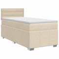 vidaXL Posteľ boxspring s matracom Krémová 100 x 200 cm Látka