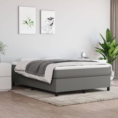 vidaXL Posteľný rám s boxspringom tmavosivá 140x200 cm látka