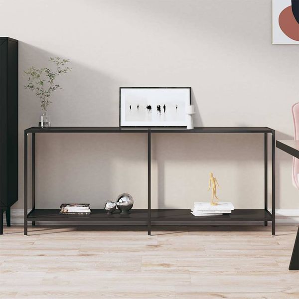 vidaXL Konzolový stolík čierny 180x35x75,5 cm tvrdené sklo