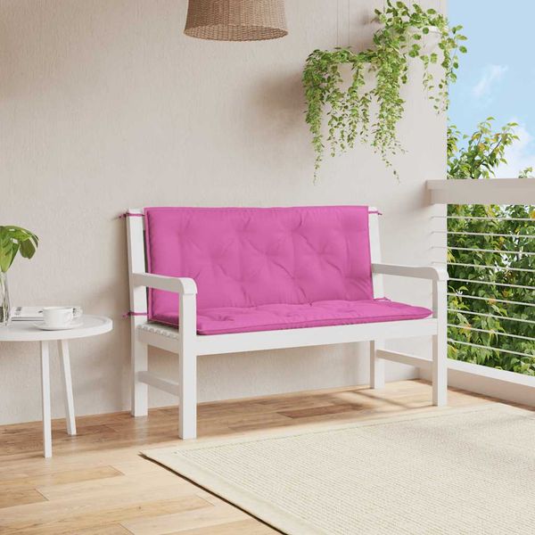 vidaXL Podložky na záhradnú lavičku 2 ks ružové 120x50x7 cm látka