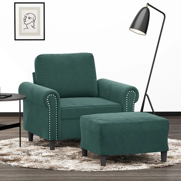 vidaXL Relaxačné kreslo s podnožkou tmavozelené 60 cm zamat