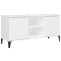 vidaXL TV stolík kovové nohy biely 103,5x35x50 cm