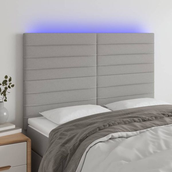 vidaXL Čelo postele s LED bledosivé 147x16x118/128 cm látka