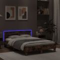 vidaXL Posteľný rám s čelom a LED dymový dub 120x200 cm