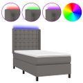 vidaXL Boxspring posteľ s matracom a LED sivá 80x200 cm umelá koža