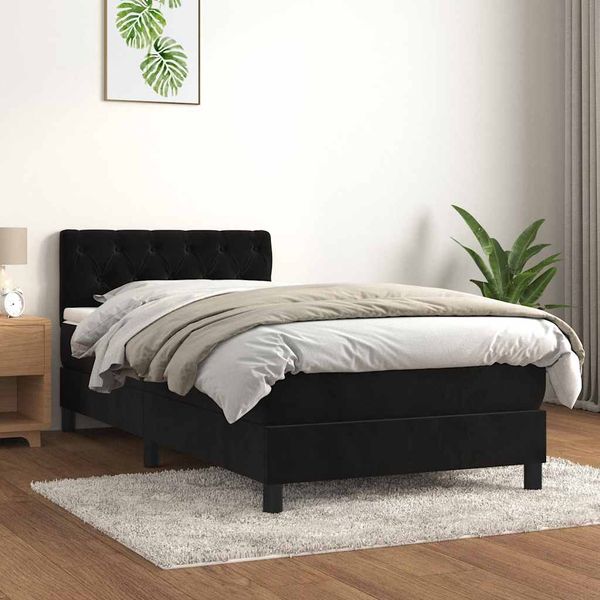 vidaXL Posteľný rám boxspring s matracom čierny 80x200 cm zamat