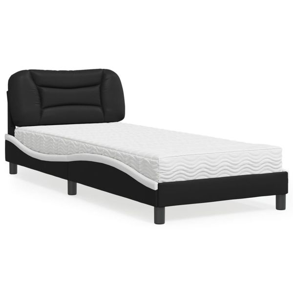 vidaXL Posteľ s matracom Hvar čierno-biela 80x200 cm umelá koža