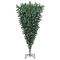 vidaXL Obrátený umelý predsvietený vianočný stromček s guľami 210 cm