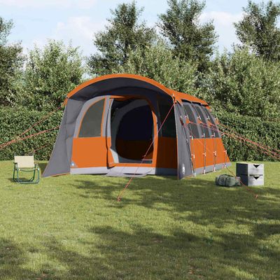 vidaXL Rodinný stan so strechou Šedá a oranžová 576 x 325 x 213 cm