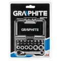 GRAPHITE 56H610, Sada bitov + račňa, 25 mm, 24 ks