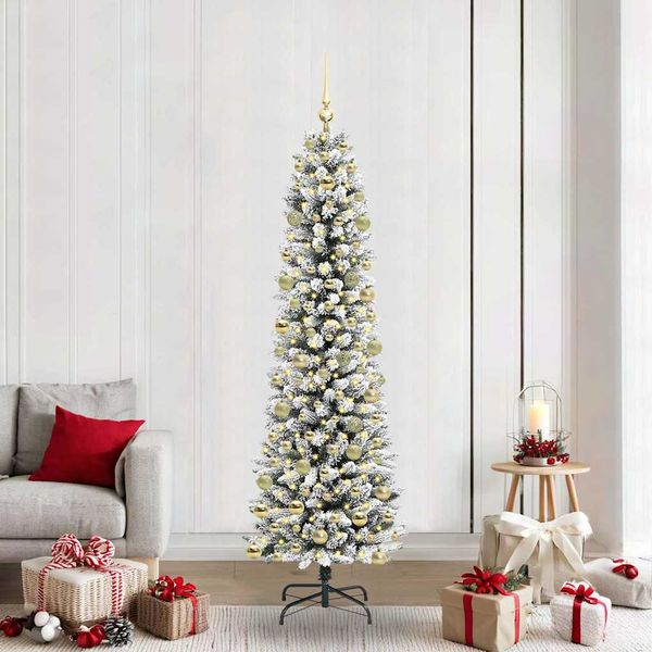 vidaXL Umelý vianočný stromček Biela 210 cm PVC, kov a plast