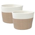 vidaXL Úložné koše 2 ks hnedé a biele Ø24x18 cm bavlna