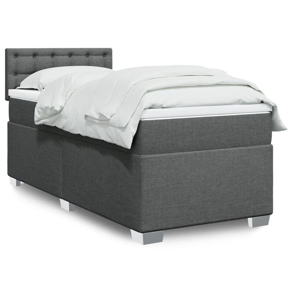 vidaXL Posteľný rám boxsping s matracom tmavosivý 80x200 cm látka