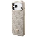 Puzdro Guess Case Magsafe 4G PU Leather s trojuholníkovým logom a zlatým kovovým rámom fotoaparátu pre iPhone 17 Pro Max ružové