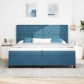 vidaXL Posteľ s pružinovým rámom s matracmi Modrá 200 x 200 cm Zamat